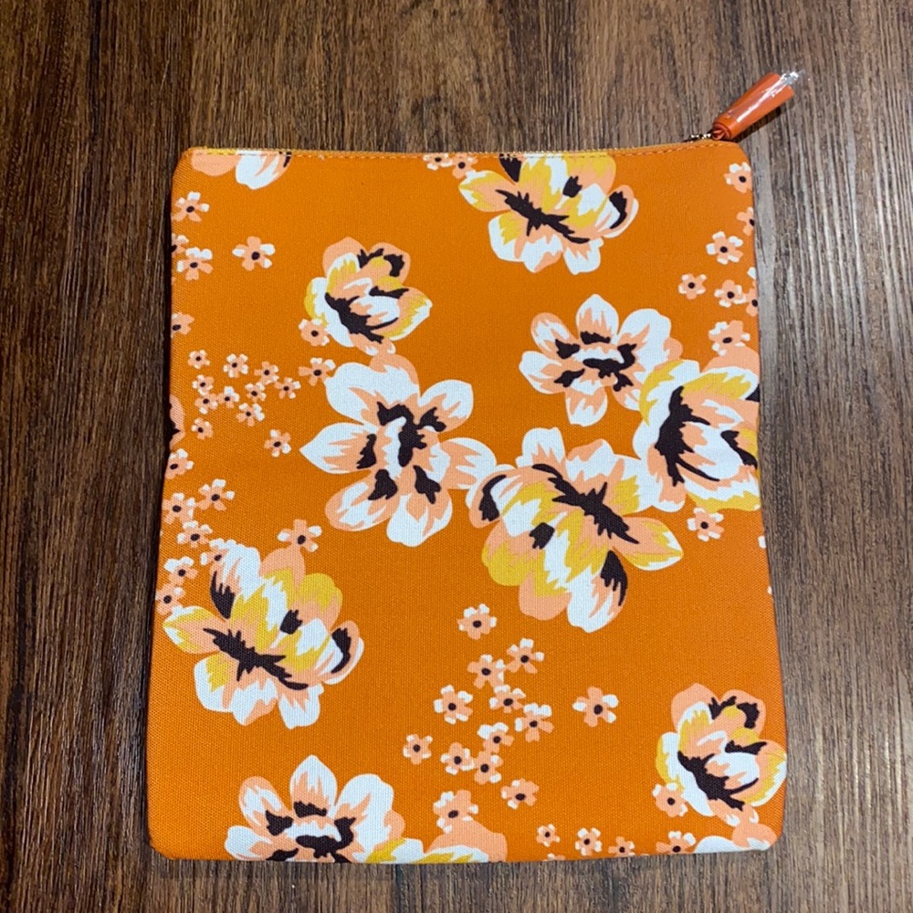 Rachel Pally Leather Trimmed Canvas Fold Clutch Orange